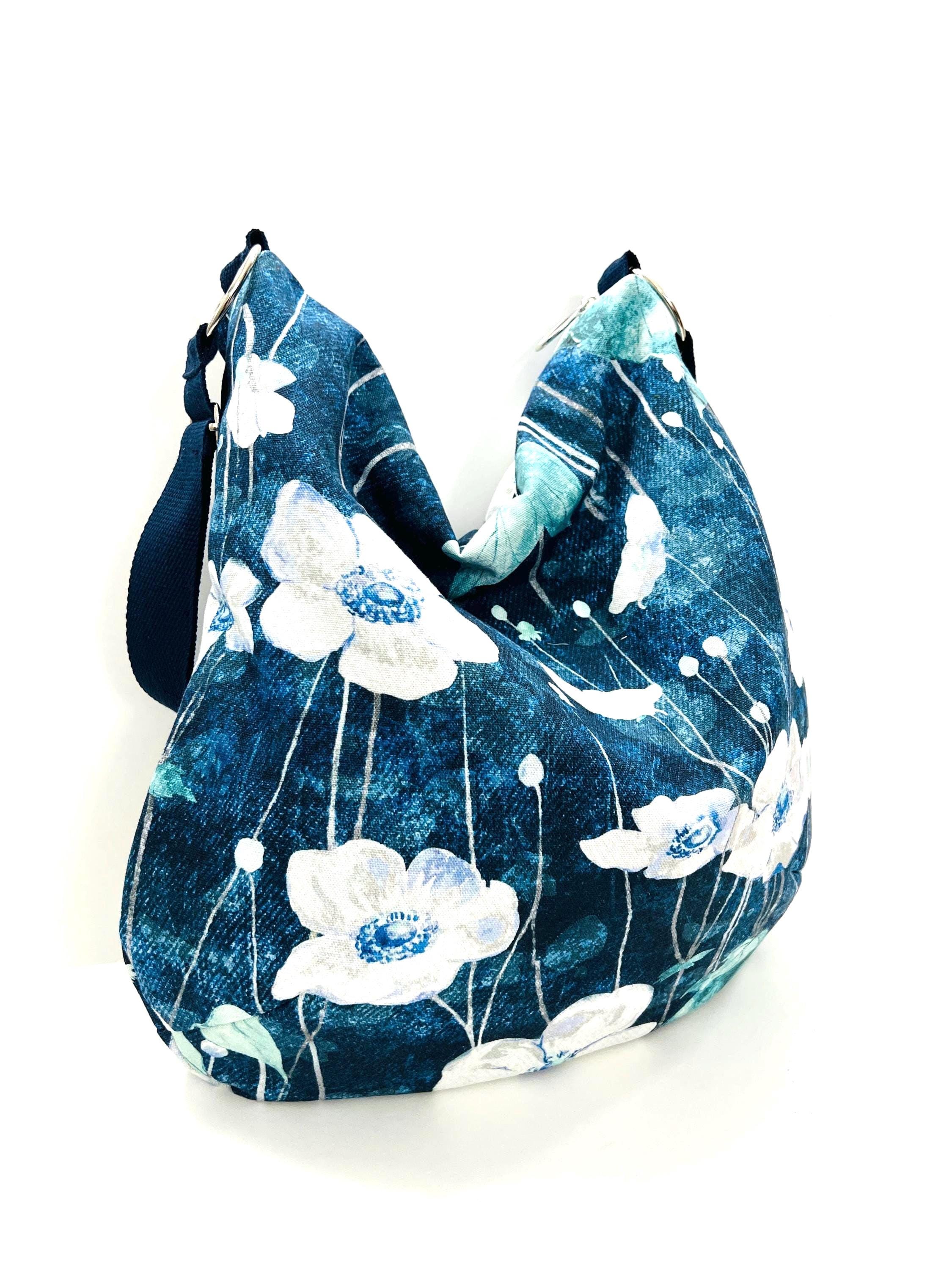 Canvas Hobo Bag With Zippers, Washable Shoulder Bag, Cloth