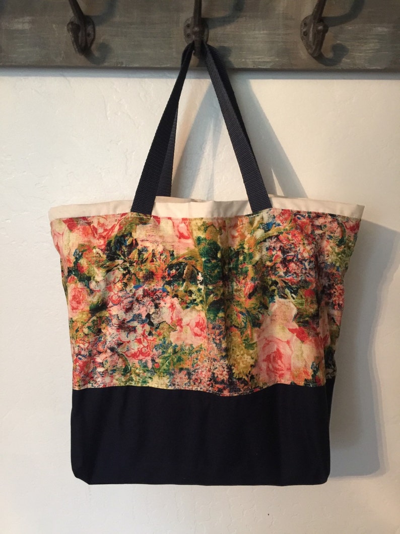 Reversible Shopping Bag Tote Canvas Shopping Tote Beach Bag Reusable Shopping Bag Market Bag Washable Grocery Bag Cotton Shopping Bag