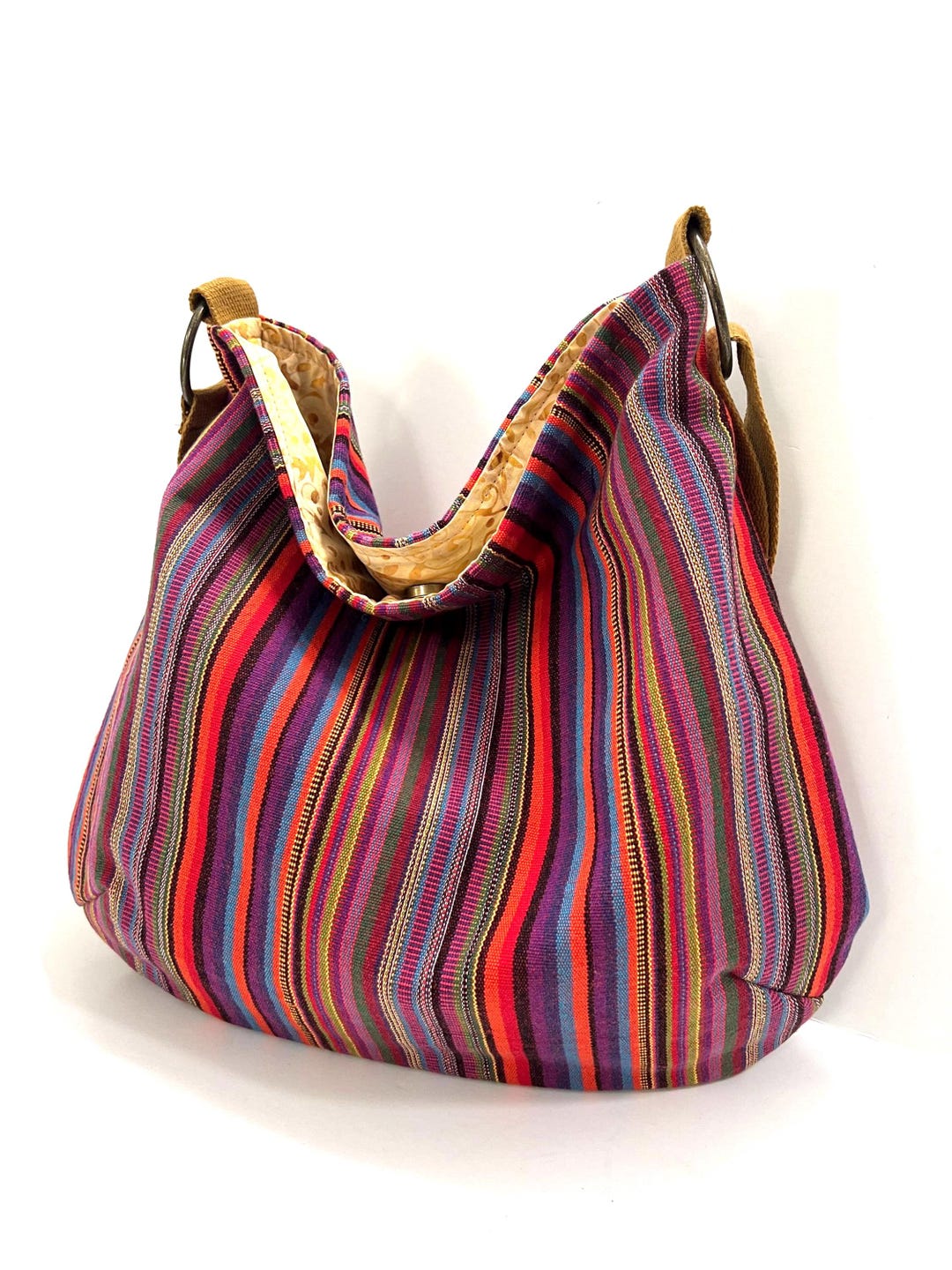 Slouchy Canvas Hobo Crossbody Bag, Washable Cloth Shoulder Bag, Summer