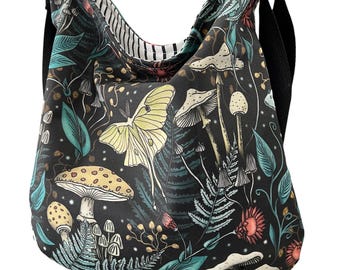 Luna Moth Crossbody Hobo Bag: Handmade Purse, Adjustable Strap