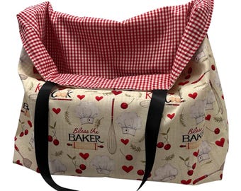 Reversible Cotton Shopping Bag: Handmade Market Tote for the Chef