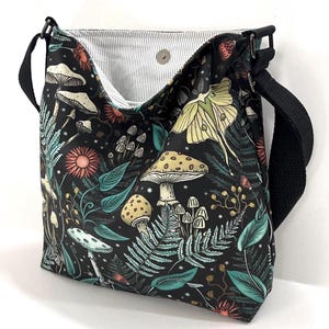 Sac à main ample en toile florale, sac à bandoulière en tissu, sac à main en coton lavable, sac de voyage en toile florale, sac à main en tissu imprimé papillons luna