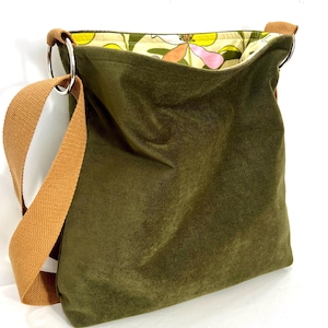 Green Velvet Crossbody Bag: Washable Slouchy Shoulder Purse