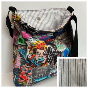 denim crossbody bag, washable purse, shoulder bag, foldable purse, denim handbag, graffiti art, cloth crossbody purse, denim crossbody purse