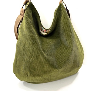 Bolso bandolera de pana, bolso hobo para primavera, bolso de tela lavable, bolso de tela para el hombro, bolso plegable holgado, bolso de pana