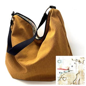 Bolso de lona con cremallera, bolso de hombro lavable, bolso de viaje de tela, bolso bohemio de lona holgado, regalo para ella, bolso holgado hecho a mano