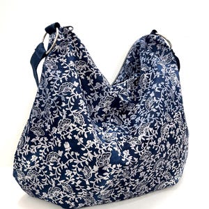 Cotton Hobo Bag: Washable Slouchy Shoulder Purse, Batik Lining