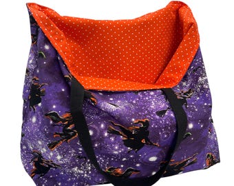 Reversible Halloween Shopping Bag: Oversized Reusable Cotton Grocery Bag