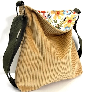 Corduroy Crossbody Bag: Washable Slouchy Shoulder Purse, USA Made