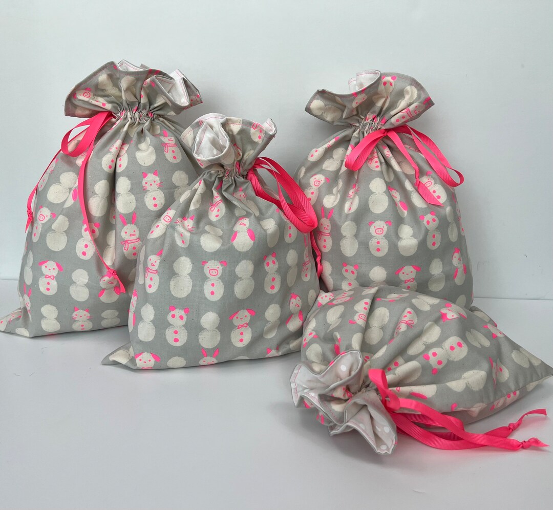 Christmas Gift Bags Cloth Bags Reusable Wrapping Reversible Etsy