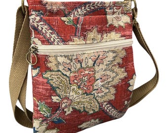 Mini Boho Canvas Crossbody Travel Bag; Washable Cloth Purse, Adjustable Strap