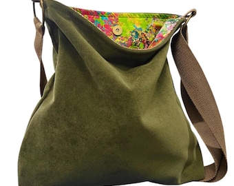 Velvet Crossbody Bag: Washable Slouchy Cloth Purse - Handmade in Oregon