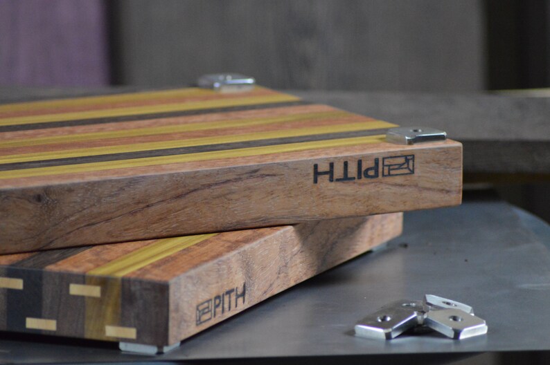 Butcher Block made with all Natural Wood Unique Exotic Progression: Butcher Block HandCrafted by Pith Studios Handmade Not Stained