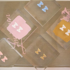 Bow Intaglios On Acrylic Block for Nursery, Baby Girl, Baby Boy, Custom Bow Picture, Grandmillennial Style