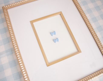 Framed Bow Intaglio for Nursery, Baby Girl, Baby Boy, Custom Bow Picture Gold Blue Framed