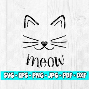 Kat gezicht Miauw SVG | Snorharen SVG | Kat neus SVG | Schattig kat gezicht SVG | Zwarte kat SVG | Silhouet-svg | Cricut-svg | Halloween-svg | 99DIS