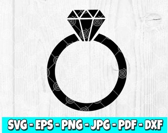 Diamond Engagement Ring Stencil SVG: Cricut, Silhouette (Digital Download)