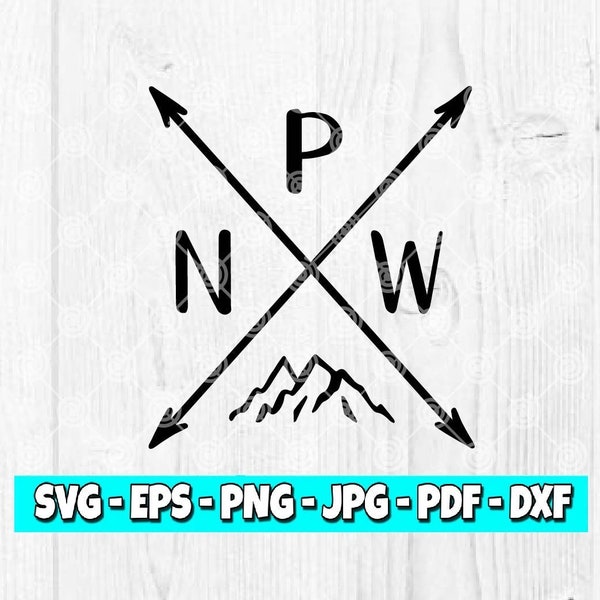 Pacific North West SVG | PNW svg | Mountains | Mountain SVG | Pacific Northwest | West coast | Digital | Cricut Files | Silhouette