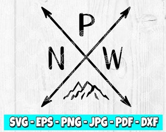 Pacific North West SVG | PNW svg | Mountains | Mountain SVG | Pacific Northwest | West coast | Digital | Cricut Files | Silhouette