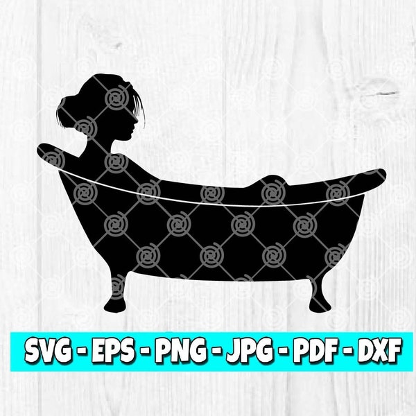 Badewanne SVG | Frau svg | Mama svg | Schaumbad Clipart | Mädchen svg | Relax svg | Geschnittene Datei | Digitaler Download | Digital