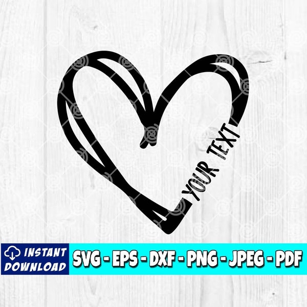 Doodle Heart SVG | Custom Text svg | Hand Drawn Heart svg | Instant Download | Heart svg | Love SVG | Valentine's Day svg | Anniversary svg