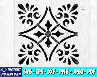 Tegelsjabloon SVG: bloemenvloersjabloon (digitale download)