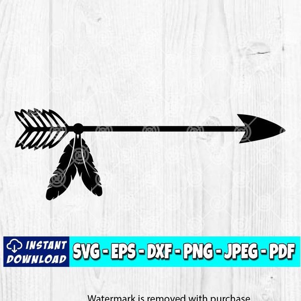 Arrow With Feather SVG | Feathers svg | Feather With Arrow | Gypsy Arrow | Digital | Cricut File | Cut File | Silhouette File