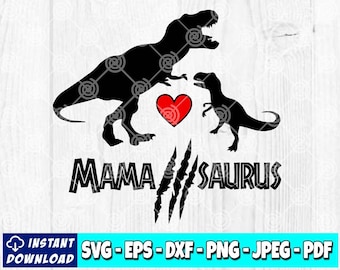 Mamasaurus SVG: dinosaurus moeder en baby T-Rex (digitaal bestand)