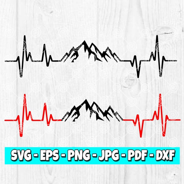Heartbeat Mountain svg | Camping svg | EKG Heartbeat Mountain | Heartbeat Adventure svg | Clipart for campers | Camping | Adventure | 99DIS
