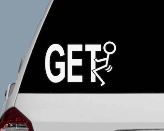 Funny Stick Figure Car Decal: Adult Humor Vinyl Sticker