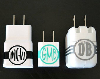 Charger Decal | iPhone Charger | Android Charger |  Custom Decal | Cell Phone Charger | Phone Charger Decal | Monogram Decal