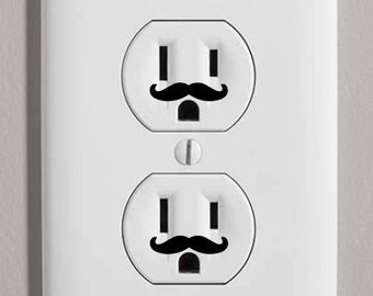 Mustache Outlet Decals (24 qty) | Removable Vinyl | Home Décor Ideas | Funny Gift Ideas | Gift For Him | Gifts For Her | Housewarming Gift