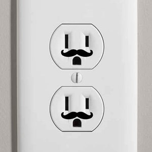 Mustache Outlet Decals (24 qty) | Removable Vinyl | Home Décor Ideas | Funny Gift Ideas | Gift For Him | Gifts For Her | Housewarming Gift
