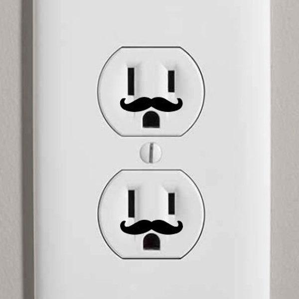 Mustache Outlet Decals (24 qty) | Removable Vinyl | Home Décor Ideas | Funny Gift Ideas | Gift For Him | Gifts For Her | Housewarming Gift