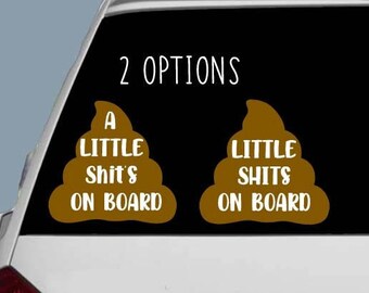 Little Shits On Board Child Baby Poo Emoji Car Vinyl Decal Window Bumper Sticker 