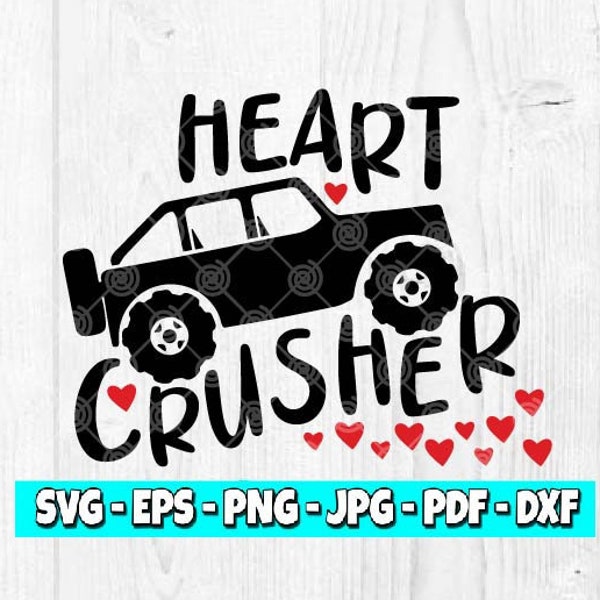 Heart Crusher SVG | Valentine svg | Jeep svg | Monster Truck svg | Love svg | Valentine's Day | Vday svg | Kids svg | Digital