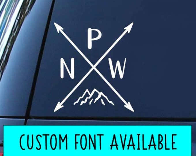 PNW Mountain Banner Vinyl Decal, Mountain Decal, Car Decal, Car Sticker ...