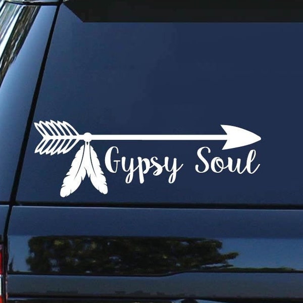 Arrow Gypsy Soul | Vinyl Decal | Gypsy Decal | Arrow | Cute Car Decal | Feathers | Car Decal | Truck Decal | Laptop Decal | Macbook Sticker