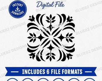 Tegelsjabloon SVG, Marokkaans tegelpatroon SVG, Bloemensjabloon, Vloertegelsjabloon, Achterwandpatroon, Snijbestand (digitale download)