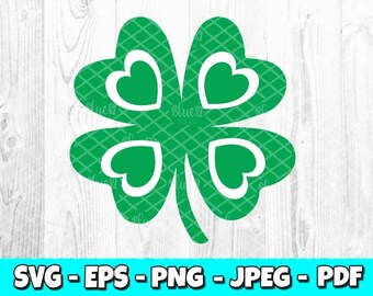 May include: A green four-leaf clover with white hearts in the center of each leaf. The clover is a popular symbol of good luck and is often used in St. Patrick's Day decorations.