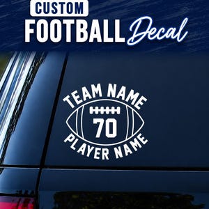 Personalized Football Player Car Decal, Custom Football Window Decal, Team Name, Player Name, Jersey Number, Sports Vinyl Sticker