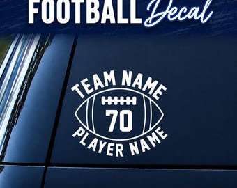 Personalized Football Player Car Decal, Custom Football Window Decal, Team Name, Player Name, Jersey Number, Sports Vinyl Sticker