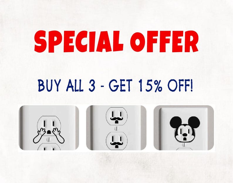 Mustache Outlet Decals: Funny Home Decor, Removable Vinyl (24 qty) image 3