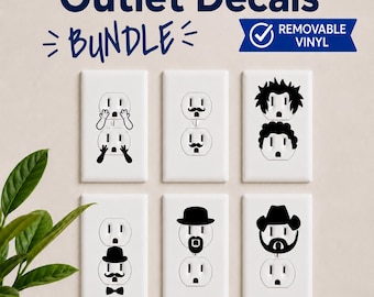 Outlet Decal Bundle, Funny Outlet Stickers, Removable Vinyl Outlet Covers, Home Decor, Gift for New Home,