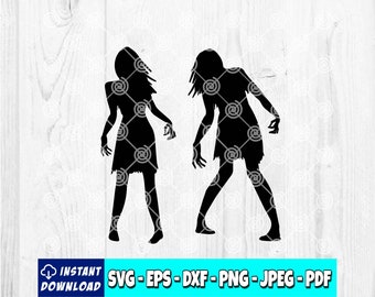 Female Zombie SVG: Halloween Monster Silhouette (Digital File)