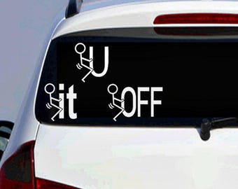 Funny Stick Figure Car Decal: Adult Humor Vinyl Sticker