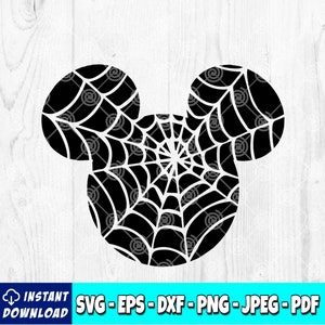 Mouse Head SVG | Spiderweb svg | Spider svg | Halloween Clipart | Mickey Halloween svg | Mickey Head | Cartoon svg | Digital Download