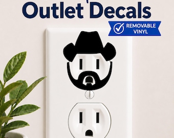 Cowboy Outlet Decal, Cowboy Light Switch Decal, Western Wall Decor, Funny Outlet Sticker, Cowboy Bathroom Decor, Removable Vinyl Decor