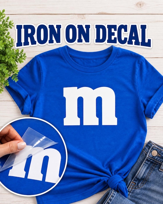 M Iron On Decal for DIY Halloween Costume, Candy Character Shirt Iron On Transfer, Group Costume Shirt Decal, Easy Halloween Costume