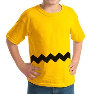 T-shirt Charlie Brown Peanuts - Motif Graphique Zigzag Jaune, Coton, Tailles S à 5XL, Personnalisable